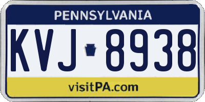 PA license plate KVJ8938