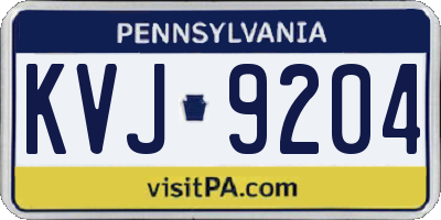 PA license plate KVJ9204