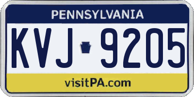 PA license plate KVJ9205