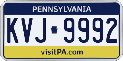PA license plate KVJ9992