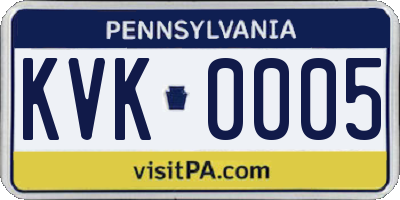 PA license plate KVK0005