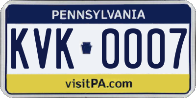 PA license plate KVK0007