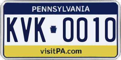 PA license plate KVK0010