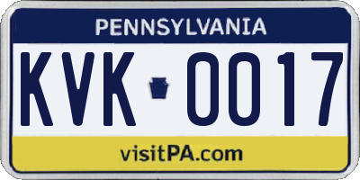 PA license plate KVK0017