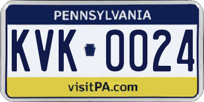 PA license plate KVK0024