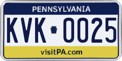 PA license plate KVK0025