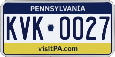 PA license plate KVK0027