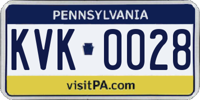 PA license plate KVK0028