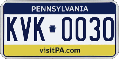 PA license plate KVK0030