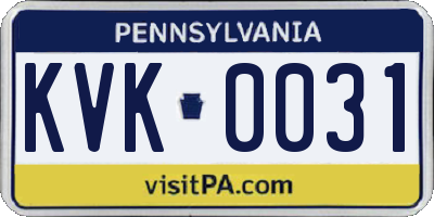 PA license plate KVK0031