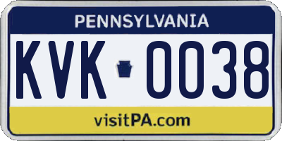 PA license plate KVK0038