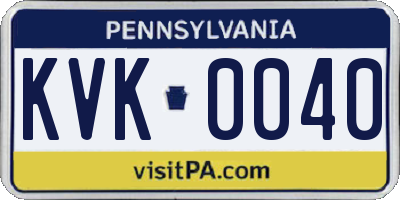 PA license plate KVK0040