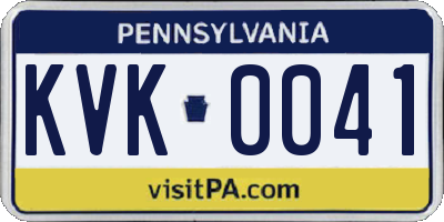PA license plate KVK0041