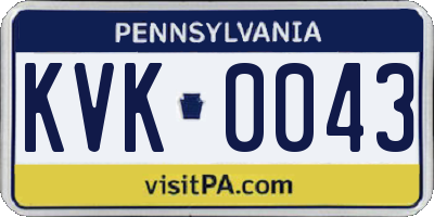 PA license plate KVK0043