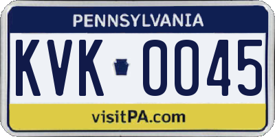 PA license plate KVK0045