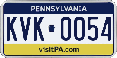 PA license plate KVK0054