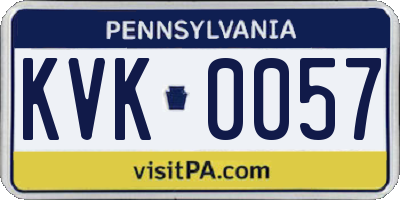 PA license plate KVK0057