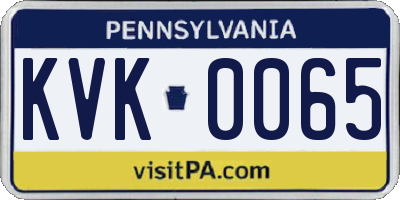 PA license plate KVK0065