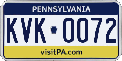 PA license plate KVK0072