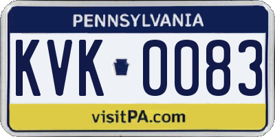 PA license plate KVK0083