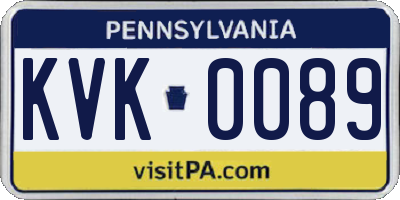 PA license plate KVK0089