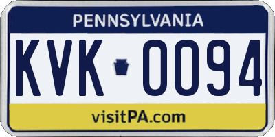 PA license plate KVK0094