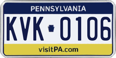 PA license plate KVK0106