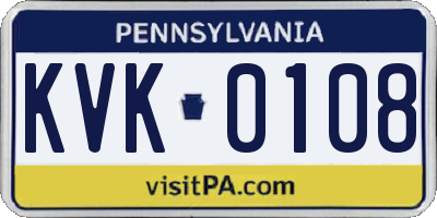 PA license plate KVK0108