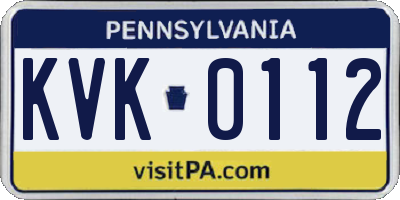 PA license plate KVK0112