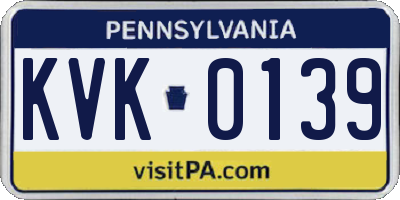 PA license plate KVK0139