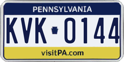 PA license plate KVK0144