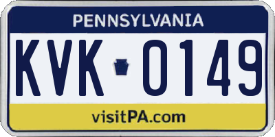 PA license plate KVK0149