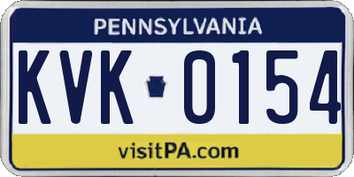 PA license plate KVK0154
