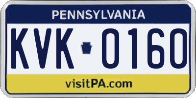 PA license plate KVK0160