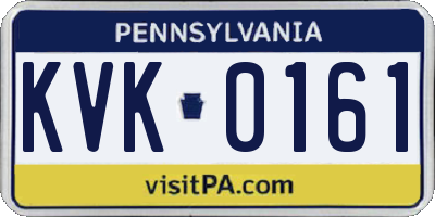 PA license plate KVK0161