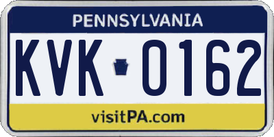 PA license plate KVK0162