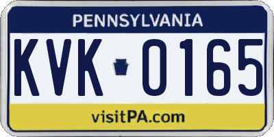 PA license plate KVK0165