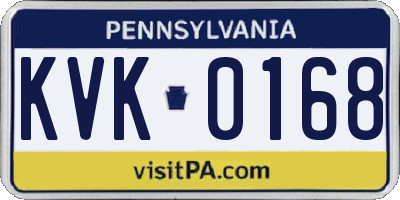 PA license plate KVK0168