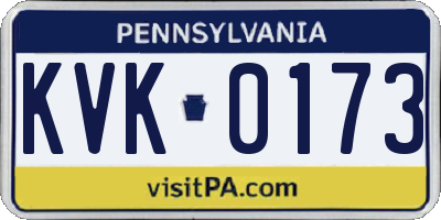 PA license plate KVK0173