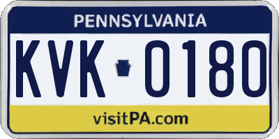 PA license plate KVK0180