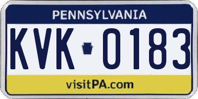 PA license plate KVK0183