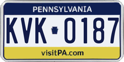 PA license plate KVK0187