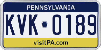 PA license plate KVK0189