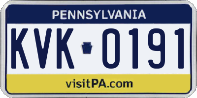 PA license plate KVK0191