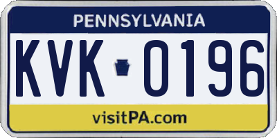 PA license plate KVK0196