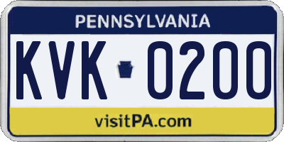PA license plate KVK0200