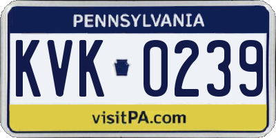 PA license plate KVK0239