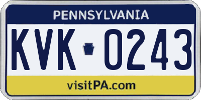 PA license plate KVK0243