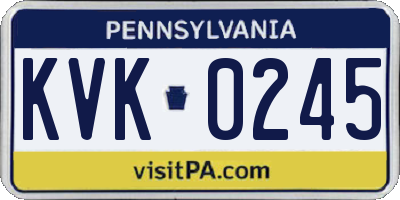 PA license plate KVK0245