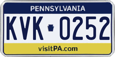 PA license plate KVK0252